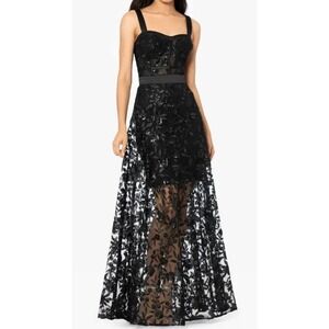 Blondie Nites Juniors' Black Sheer Gown Size 15 Halter Top Sleeveless Maxi